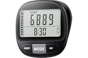 KONTYNU 3D Pedometer for Walking with Clip and Strap, Walking Distance Miles, Calorie Counter, 7 Days Memory, Daily Target Monitor, Activity Time. Accurate Step Counter for Men Women & Kids Seniors