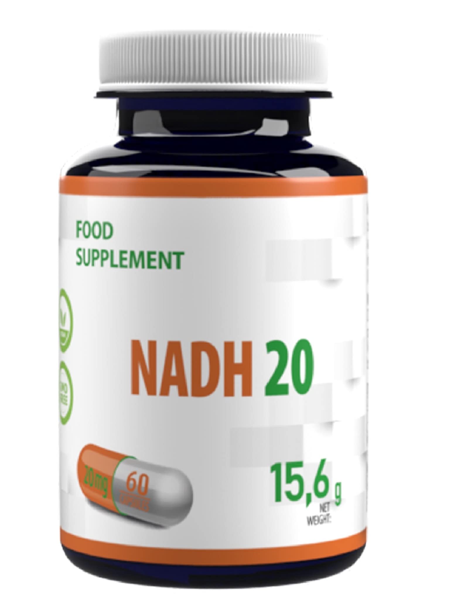 Hepatica NADH 20mg | 60 Vegan Capsules | High Strength Energy, Brain & Cellular Support | 3rd Party Lab Tested | Non-GMO & Gluten-Free