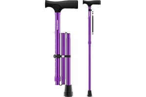 HoneyBull Walking Cane | Single Tip Canes for Men & Women, Foldable, Adjustable, Heavy Duty Up to 250 Pounds, Walking Canes for Seniors