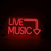 Live Music Neon Sign for Music Studio Record Wall Decor Led Light Up Sign Accessories Red Words Neon Sign