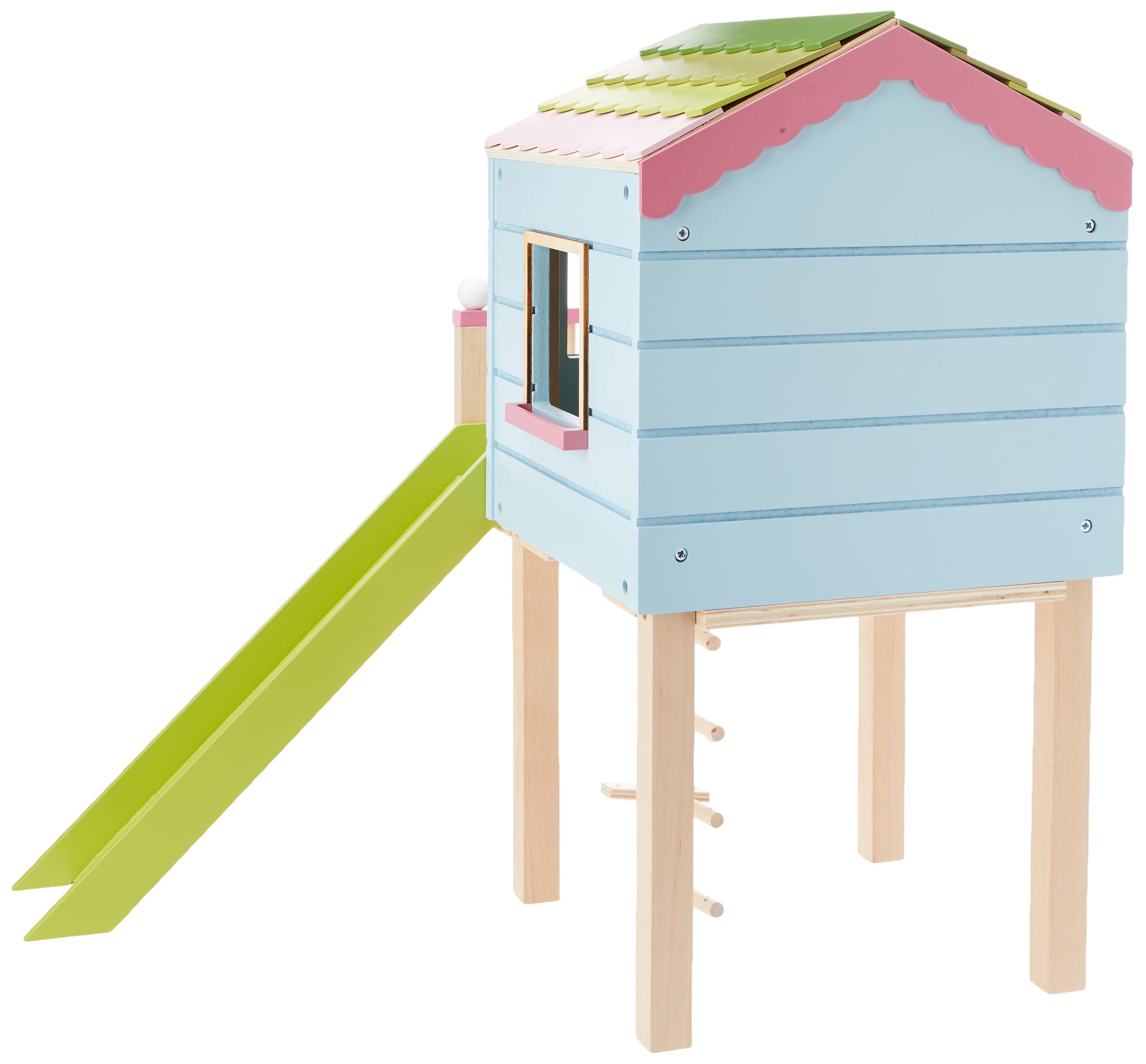 Lottie Wooden Tree House Playset with Ladder Slide and Swing for 7-Inch Dolls