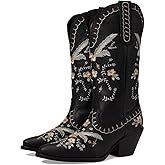 Dingo Womens Full Bloom Floral Round Toe Casual Boots Knee High Mid Heel 2-3"
