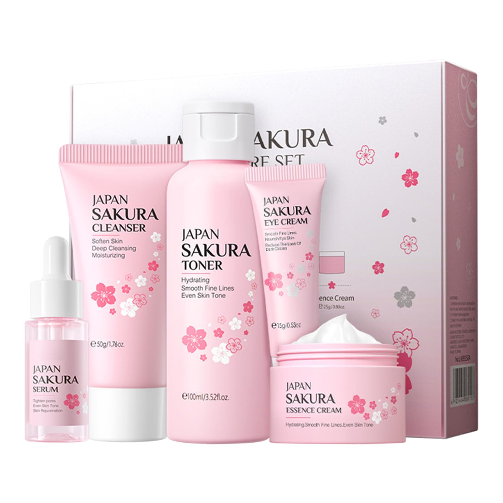 wimony Skincare Set Skin Care for Teenage Girls Gift Set Facial Care Sets&Kits with Cleanser Toner Serum Eye Essence Serum Travel Kit (5PCS)