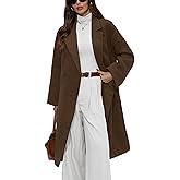 ELLEVEN Womens Long Winter Coat Wool Double Breasted Notch Lapel Peacoat Long Sleeve Trench Coat Casual Outfits with Pocket