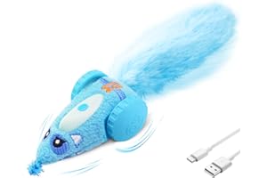 Migipaws Automatic Cat Toys, Plush Cat Mouse Toy, Interactive Toy for Indoor Cats, Smart Moving Kitten Toy, Rechargeable (Blue)