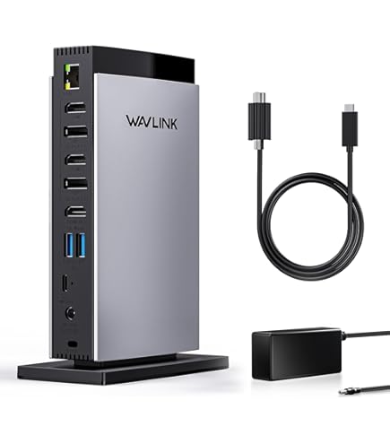 Estação de ancoragem WAVLINK, USB C, DisplayLink, 15 em 1 com 3