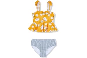 Tutorutor Kid Girls High Waisted Cute 2 Piece Peplum Halter Bikini Sets Ruffle Floral Print Teen Spaghetti Swimsuits