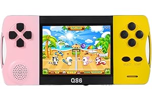 HAOPAPA 3.2" Large Screen Rechargeable Portable Handheld Games for Kids Ages 4-10, Preloaded 138 Classic Mini Games ,Arcade Electronic Toy Support TV Output Birthday Xmas Present for Boys Girls(Pink+Yellow)