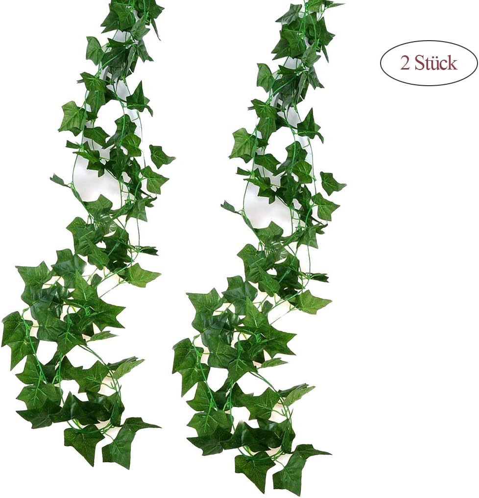 Deruxan 2 x Artificial Hanging Vine 2.5 m 56 Leaves Ivy Vine Flowers for Wedding Party Garden Festival Decorations