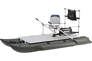 AQUOS 11.5ft / 12.5ft Heavy-Duty for Two Series Inflatable Pontoon Boat with Stainless Steel Guard Bar and Folding Seat for Fishing, Aluminum Floor Board, Transport Canada Approved