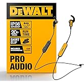 DEWALT Heavy Duty Neckband Bluetooth Earbuds, Wireless Bluetooth 5.2 | Headphones w/Microphone, Lightweight Comfort, IP56 Waterproof, Deep Bass Strong Beat, 20H Playtime, Jobsite Behind-Neck