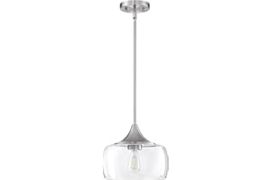 DORAIMI LIGHTING 1 Light Semi Flush Mount Ceiling Light Pendant Light Modern Handblown Clear Glass Shade Classic for Farmhouse, Entryway, Dining Room, Kitchen Island (1 Pack, 10" Brushed Nickel Pendant Light)