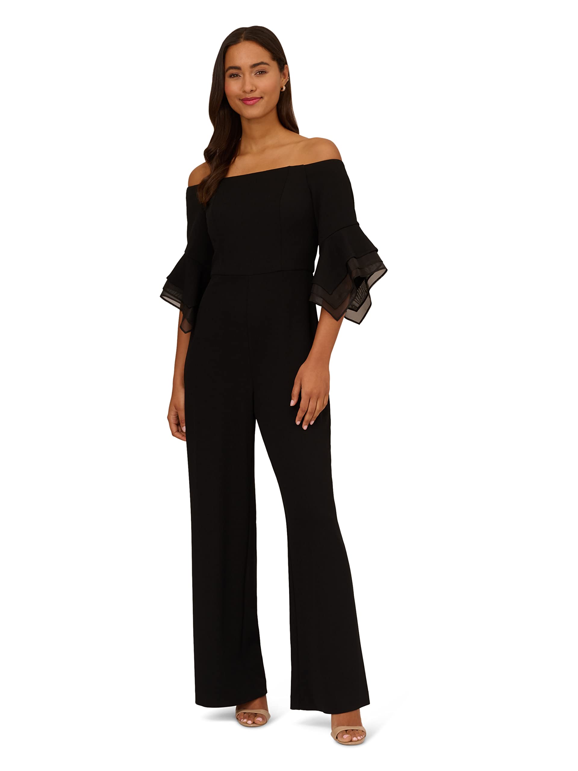 Photo 1 of Adrianna Papell Women's Organza Crepe Jumpsuit, Black, 4