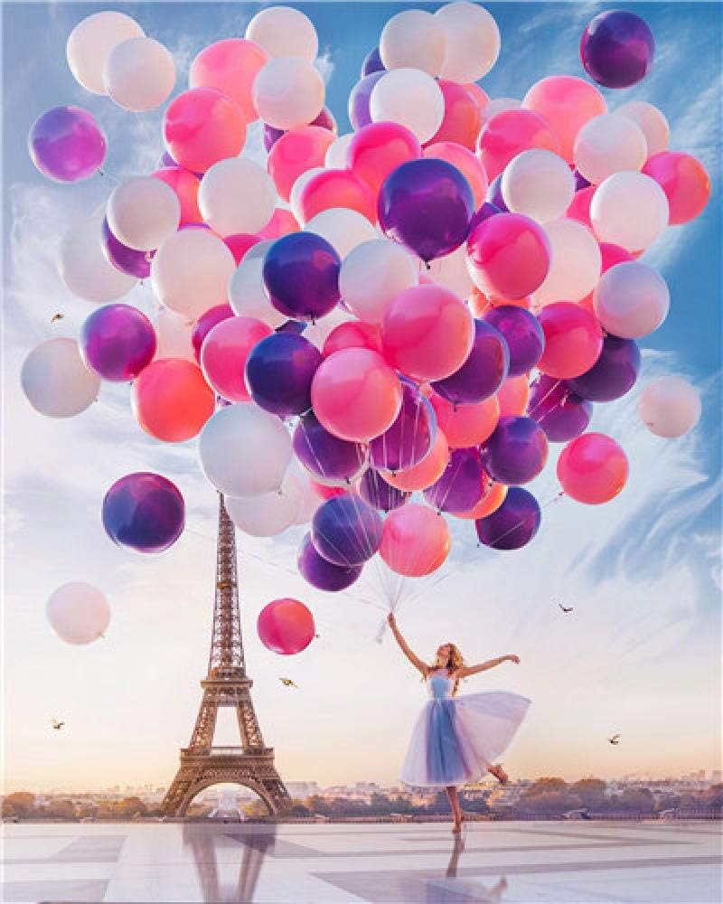 Jigsaw Puzzle 500 Piece for Adults Puzzle 3D Wooden Classic Puzzle Colorful Balloons and Eiffel Tower DIY Home Decor,52X38Cm