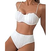 Jolefille High Waisted Bikini Sets for Women 2 Piece Underwire Swimsuits Tummy Control Bathing Suit Bandeau Teen Girl
