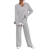 TIYOMI Plus Size Suits For Women 2 Piece Outfits Sweater Top & Wide Leg Pants XL-5XL