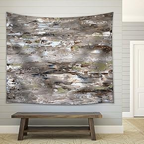 Brown and Green Abstract Art Painting - Fabric Wall Tapestry Home Decor - 51x60 inches