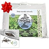ZEN CHI Buckwheat Pillow - Organic Standard Size (14x20) w Natural Cooling Technology - All Cotton Cover - Personal Comfy Pillow Has Natural Cooling Effect, Adjusts to Head & Neck - Unique Xmas Gift