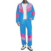 UOUA 80s Outfit Men 90s Tracksuit Costumes Halloween 70s Windbreaker Jacket Track Suit 2 Piece Hip Hop Set