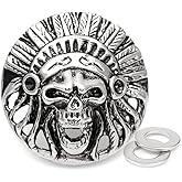 CRAFTMEMORE 2pcs 1-3/8 Inches Indian Head Skull Concho Screw Back Tribal Cheif Coin Conchos Leathercraft CHS24 (Antique Silver)