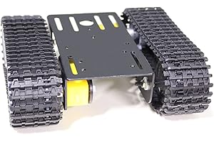 SmaringWing Professional Tank Car Chassis Kit with 2pcs Plastic Tracks & 2pcs TT Motor, TT02 Crawler Tank Chassis Platform for Arduino (Black)