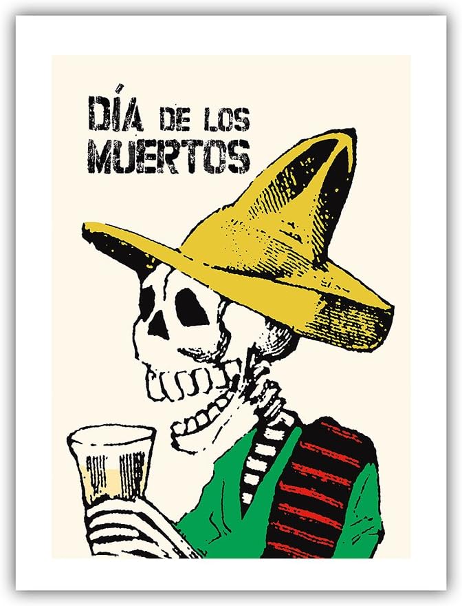 Pacifica Island Art Mexico - Dia De los Muertos (Day of the Dead) Festival - Vintage World Travel Poster by Jose Guadalupe Posada c.1900 - Premium 290gsm Giclée Art Print 12in x 16in