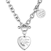 XIUDA Heart Cremation Urn Necklaces for Ashes Locket Cremation Jewelry for Human Ashes Stainless Steel Memorial Keepsake Pendant for Women