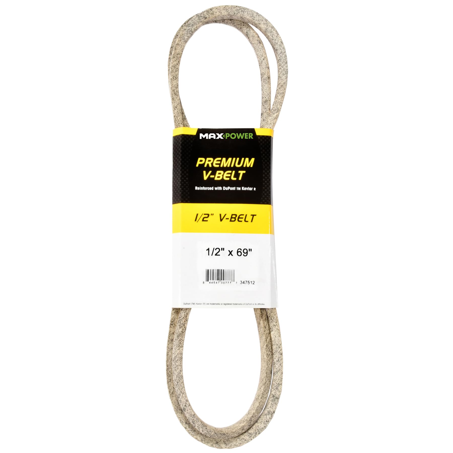 Maxpower 347512 Premium Belt Reinforced with Kevlar Fiber Cords, 1/2" x 69"