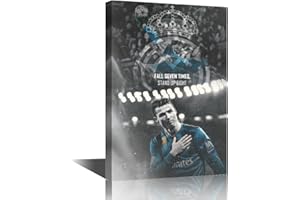 TUMOVO Cristiano Ronaldo Canvas Art Wall Framed Football Poster Decorative Pictures Painting Modern Home Decor Canvas for Home Living Room Dining Room Wall Decor Posters Prints Ready to Hang 18x12 in