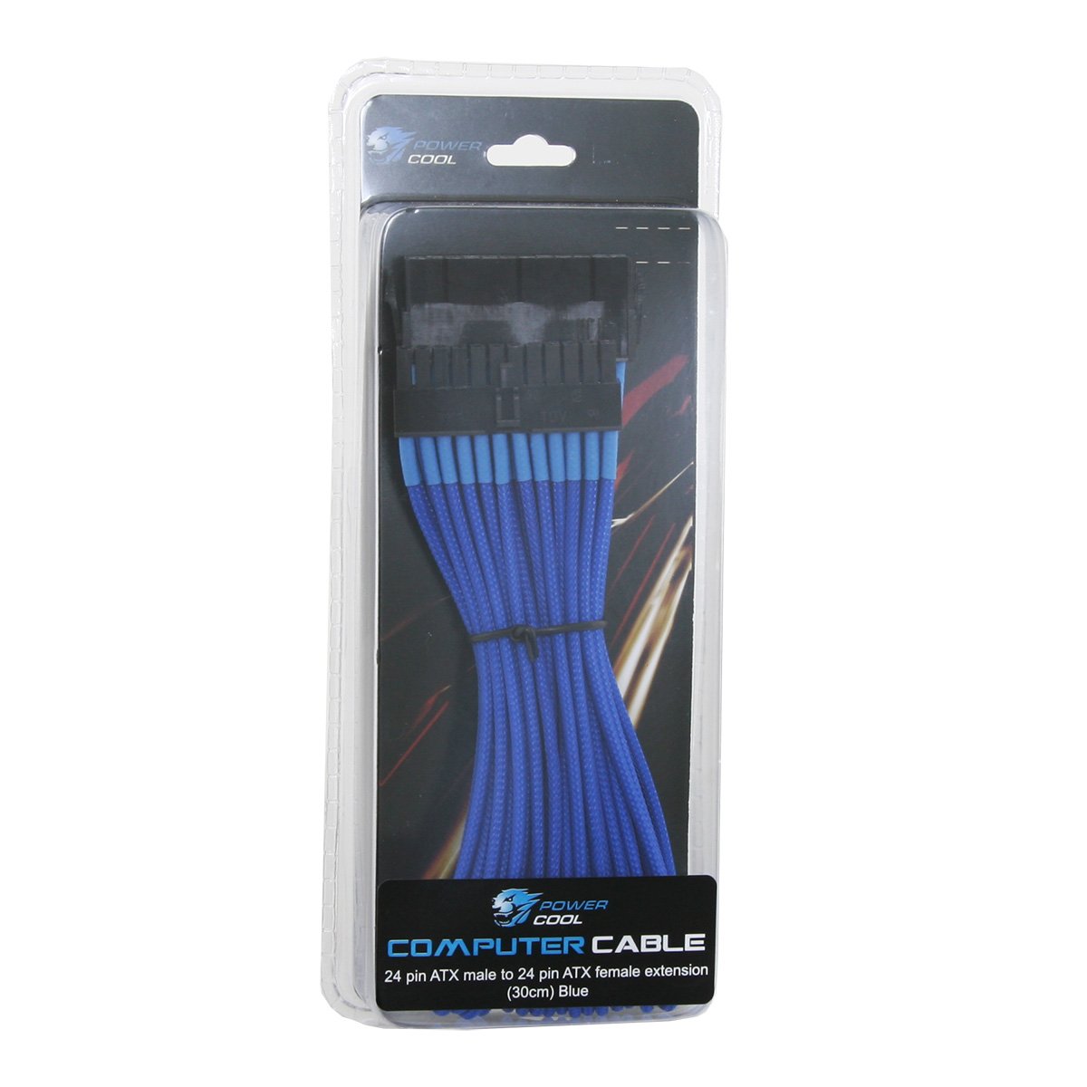 Powercool ATX Extension Cable Male 24 Pin to Female 24 Pin Blue 30 cm