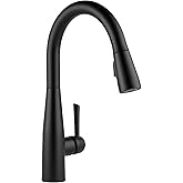 Delta Essa Matte Black Kitchen Faucet with Pull Down Sprayer, Modern Single Hole Kitchen Sink Faucet, Single Handle, Matte Black 9113-BL-DST