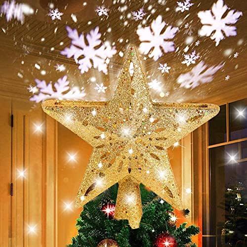 Jorunb Christmas Tree Topper Lighted Star Tree Toppers with LED