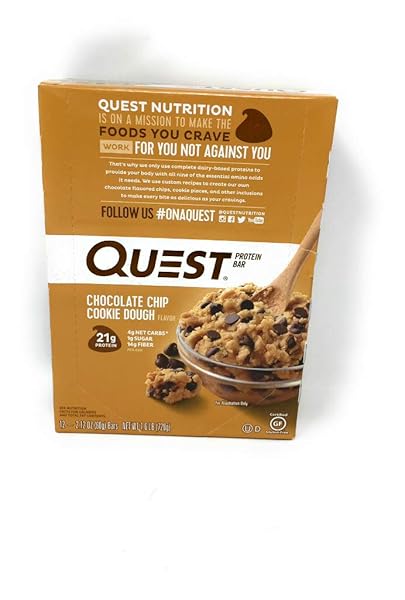 QUEST NUTRITION CHOCOLATE CHIP COOKIE DOUGH PROTEIN BAR 12 PACK, 2.12 OZ