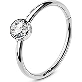 OUFER 20G 6/7/8MM Nose Rings Hoops, 316L Surgical Steel Hinged Segment Hoop Nose Ring For Women, Shiny Clear CZ Cartialge Piercing, Cartilage Rook Helix Lobe Tragus Earrings