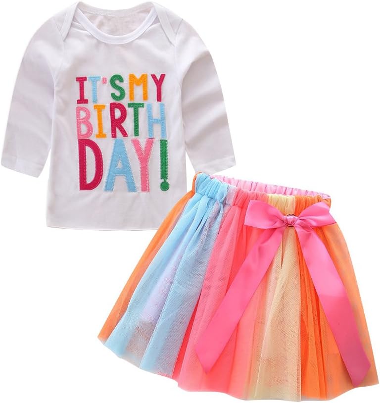 Baby Toddler Little Girls It's My Birthday Outfit T-Shirt Tutu Skirts Clothes Set