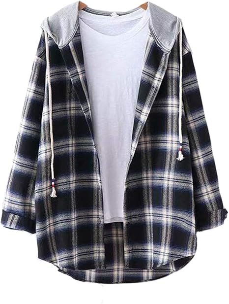 Amazon Co Jp Piite アウター レディース 春秋 薄手 フード付き シャツ 長袖 ゆったり チェックシャツ カジュアル シャツ おしゃれ ｔシャツ 学生 トップス ジャンパー シンプル 原宿系 服 ファッション小物
