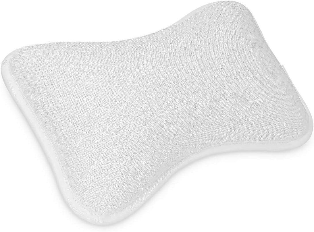 Navaris Bath Pillow - Small Anti-Slip Cushion for Polyester White - Ergonomic Support for Bathtub Hot Tub, Home Spa and Relaxation