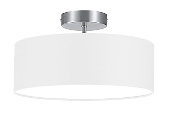 Trio Leuchten Deckenleuchte, nickel matt, Stoffschirm weiß 603900201