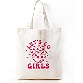 Zeghk Western Canvas Tote Bag for Women, Beach Bag Let's Go Disco Ball Cowgirl Hat Western Cowgirl Gift, Cowgirls Gifts Bag, Shopping Bag Reusable Grocery Western Gifts