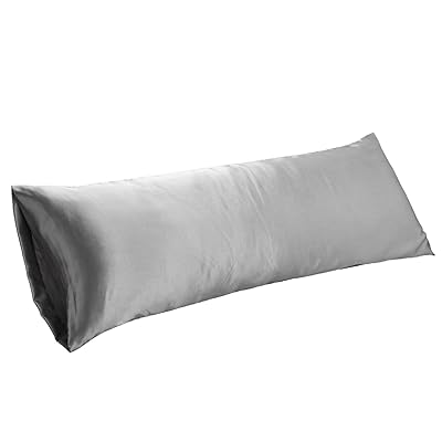 Bedsure Body Pillow Cover Grey 20&quot; x 54&quot; - Super Soft Silky Satin Body Pillowcases - Envelope Closure Body Pillow Pillowcases for Adults Pregnant Women