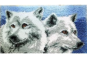 LUBOT 20" X 15" Wolf Latch Hook Kits for Adults Rug Pillow Cover with Printed Canvas Pattern Crochet Kit for Beginners