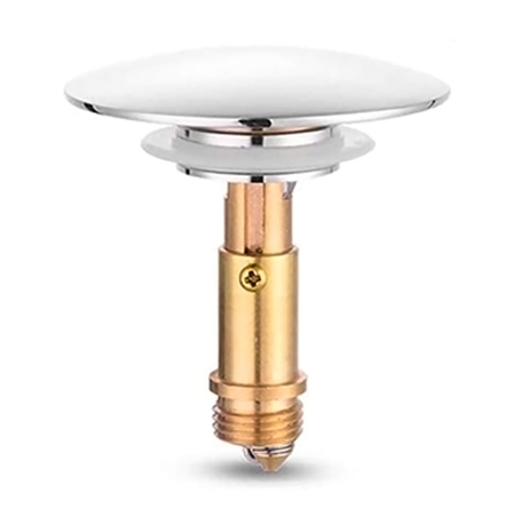 Pop Up Click Clack Sprung Plug Stopper,Bathroom Basin Sink Drain Plug Stopper,Waste Push Button Brass Slotted Plug for Washbasin Bathroom 1pcs