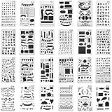 SUBANG 24 Pieces Journal Stencil Plastic Planner Stencils Journal/Notebook/Diary/Scrapbook DIY Drawing Template Stencil 4x7 Inch