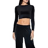 Forever 21 Womens Velour Long-Sleeve Crop Top