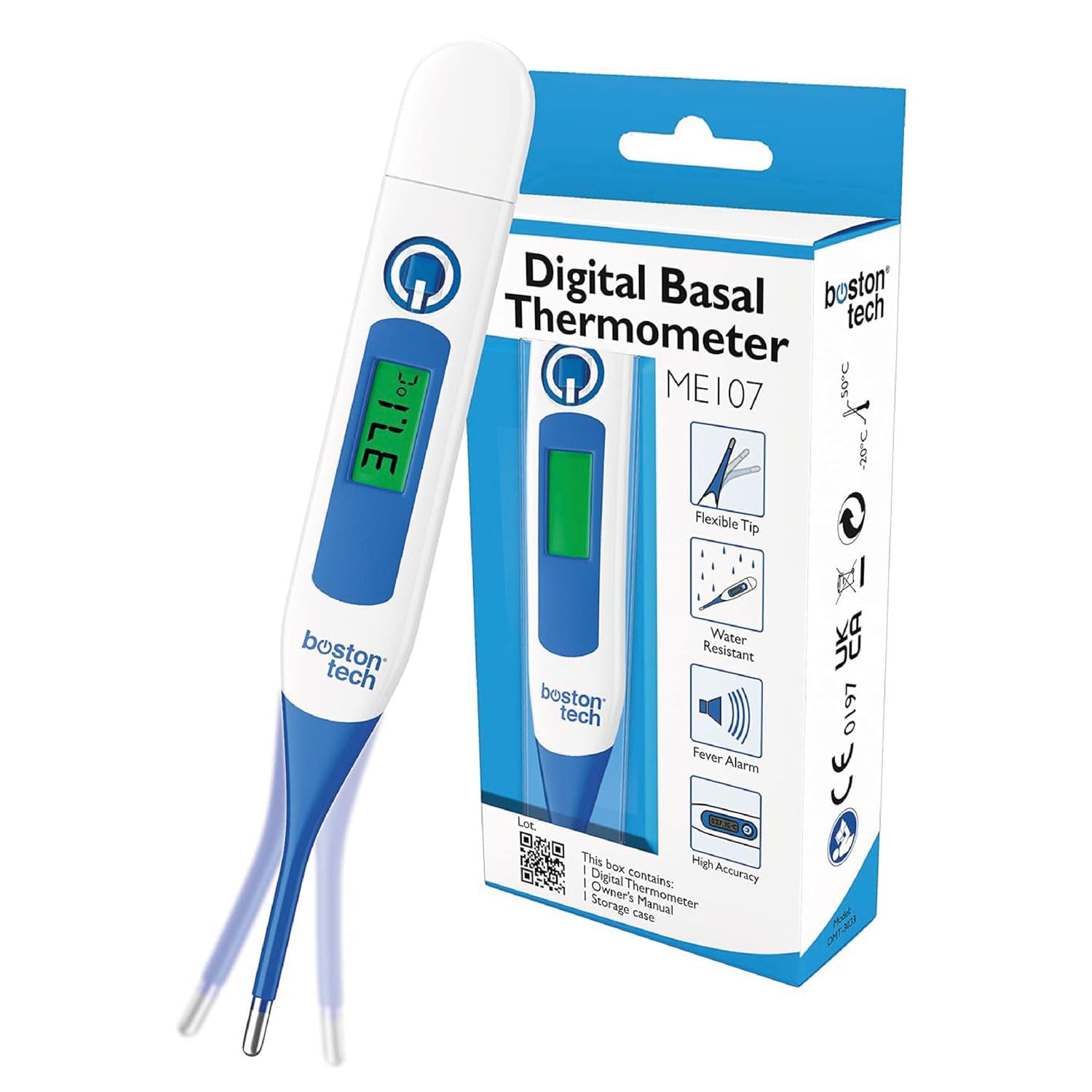 Digital Basal Medical Thermometer for Babies, Children and Adults, fever alarm. Flexible tip Fast and accurate, oral, rectal or axillary temperature reading Easy-to-read display and case