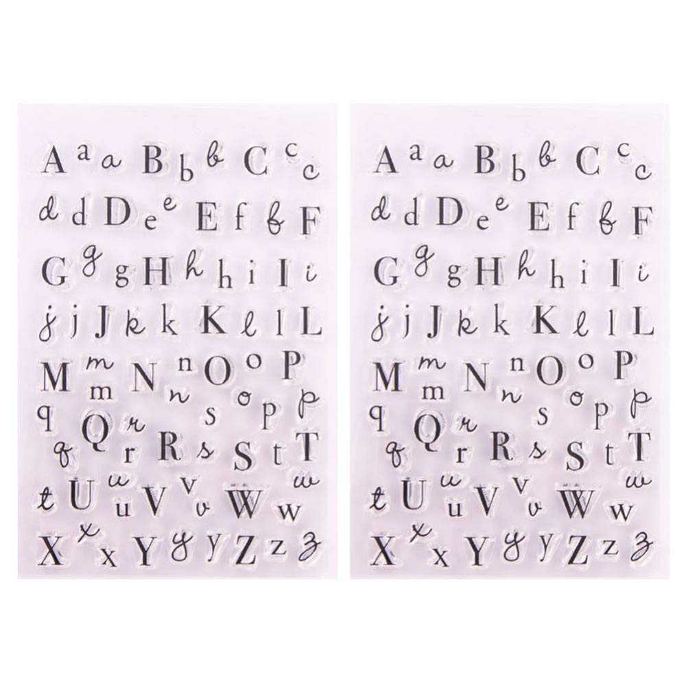 EXCEART 2pcs Alphabet Clear Stamp Reusable English Letters Capital Seal Stamps for Scrapbooking Card Making Photo Album