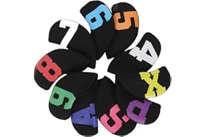 GUOHOQIX Golf Iron Club Headcovers, Protective Neoprene Covers for Golf Clubs, Waterproof, Universal Fit, 10-Piece Set with N