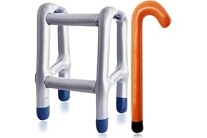 YSANCIUU 2 Pcs Inflatable Walker and Cane Costume Prop Set,Fake Cane Blow Up Toy,Funny Old Age Costume Accessories for Kids,Christmas,Halloween,Party Decor