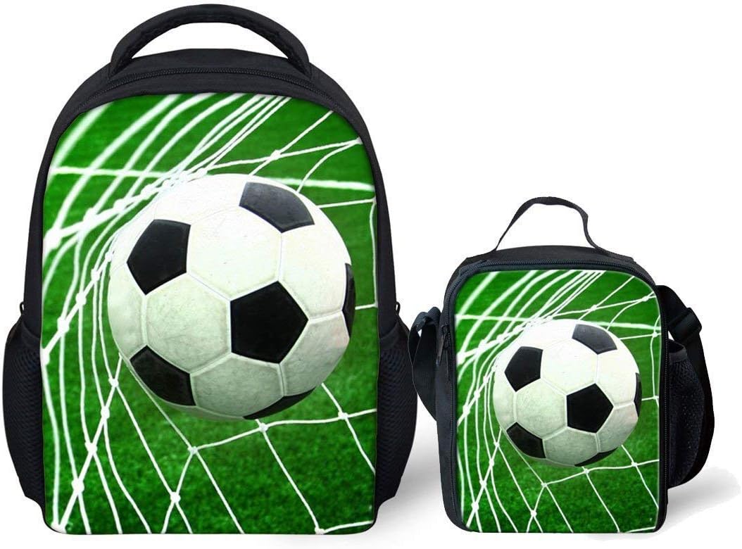 INSTANTARTS Kindergarten Shoulder Satchel Soccer School Backpack with Lunch Box 2 in 1