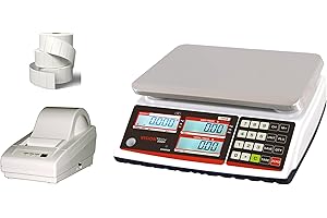 VisionTechShop TVP-12B Price Computing Scale, Lb/Oz/Kg Switchable, 12lb Capacity, 0.002lb Readability, NTEP Legal for Trade, NSF Certified, LP-50 Thermal Label Printer, 1 Case of Labels LST8060